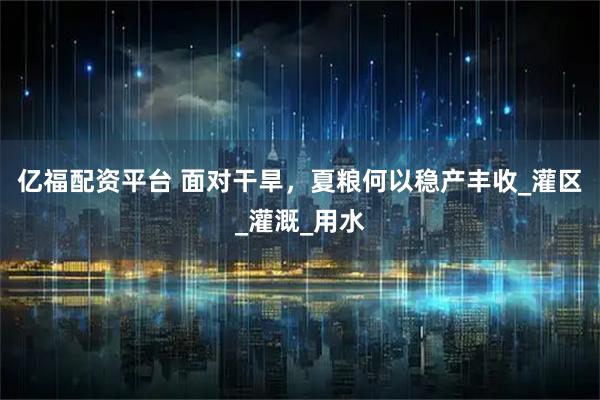 亿福配资平台 面对干旱,夏粮何以稳产丰收_灌区_灌溉_用水