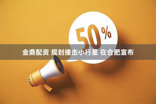 金鼎配资 规划撞击小行星 在合肥宣布